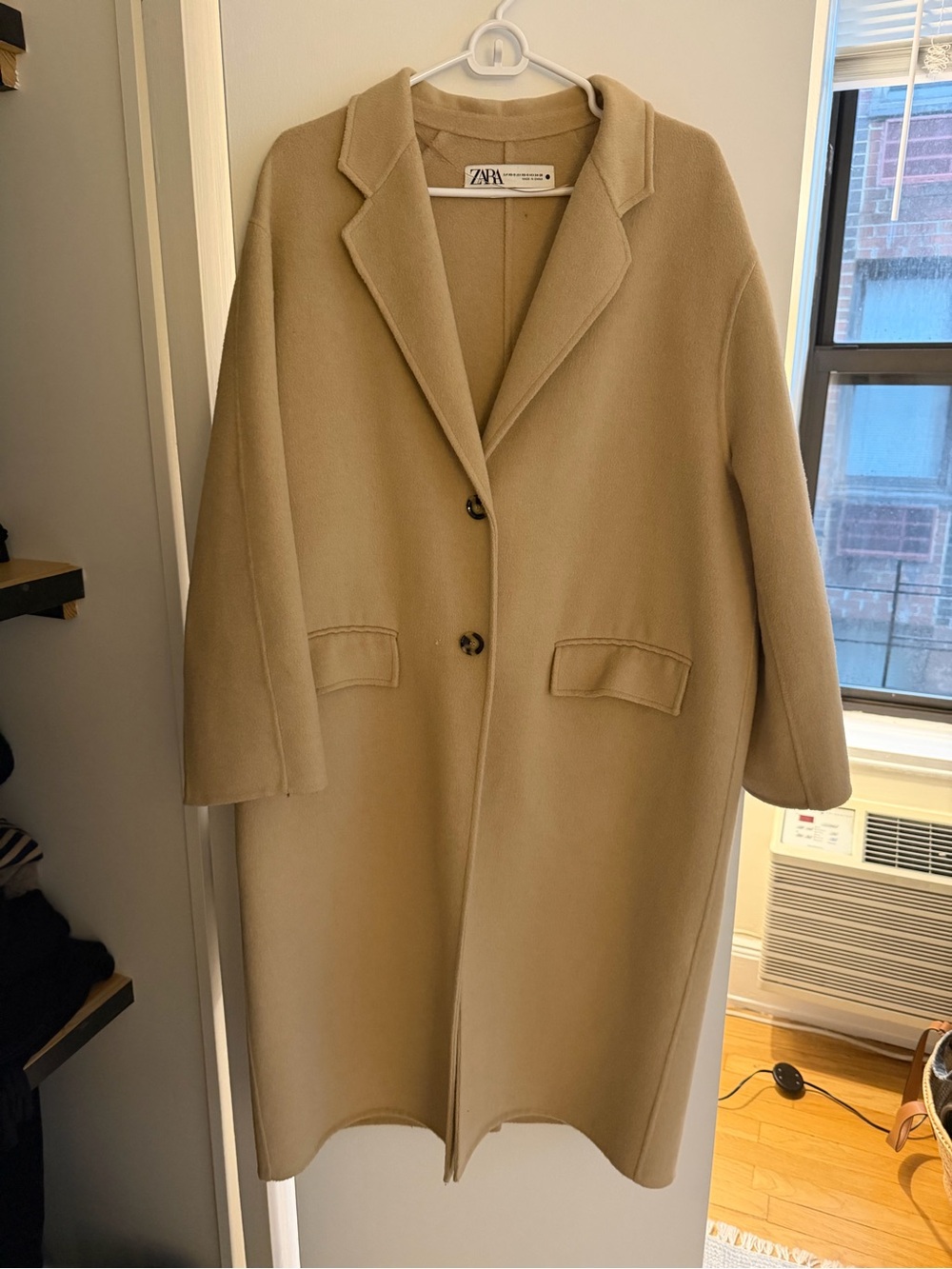 Zara Beige Oversized Wool-Blend Trench Coat - Picture 3 of 4